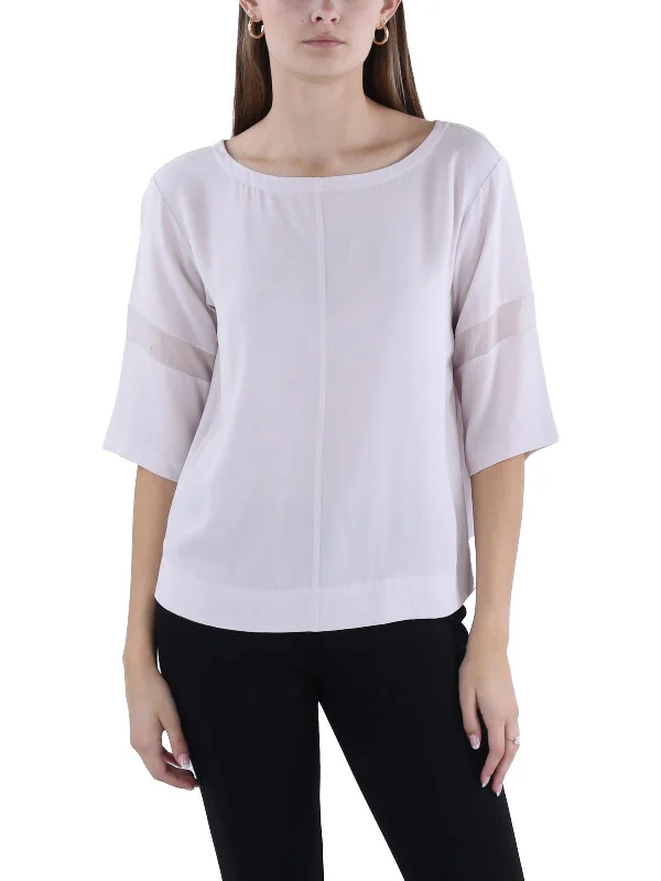 Womens Silk Ballet Neck Blouse Flash Sale