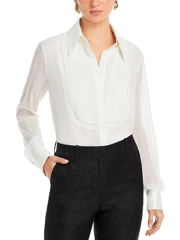 Womens Silk Button Down Blouse Season Sale