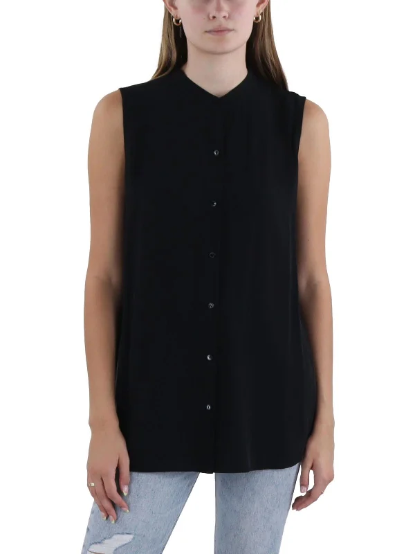 Womens Silk Button-Down Top Effortless Comfort