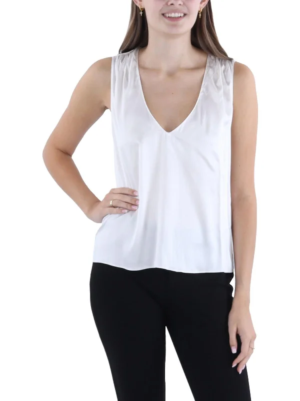 Womens Silk V-Neck Tank Top Signature Style Essentials