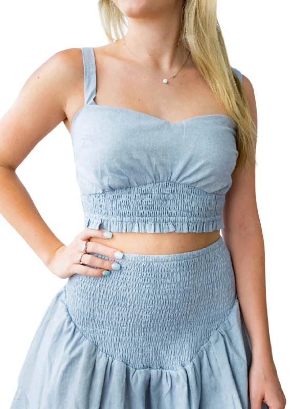 Women's Sleeveless Crop Top In Blue Summer Fashion