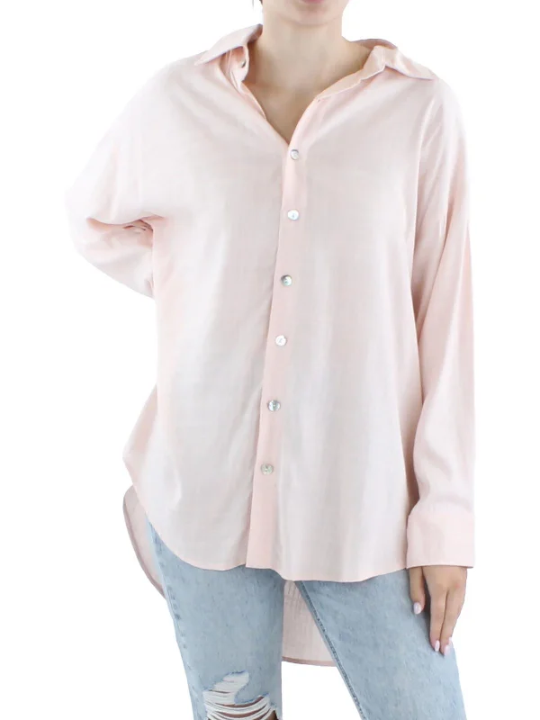 Womens Slub Rayon Button-Down Top Trending Items