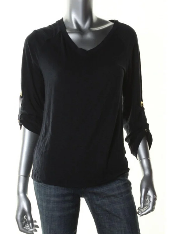 Womens Slub V-Neck Casual Top High End Women's Wear