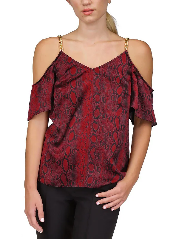 Womens Snakeskin Print Casual Wear Cold Shoulder The Latest Fashion Trends