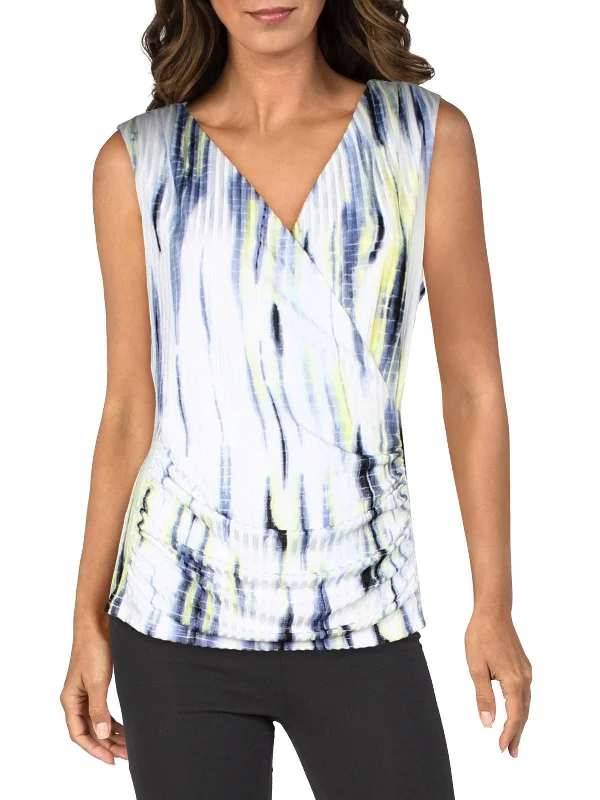 Womens Space Dye Surplice Wrap Top Hot Styles