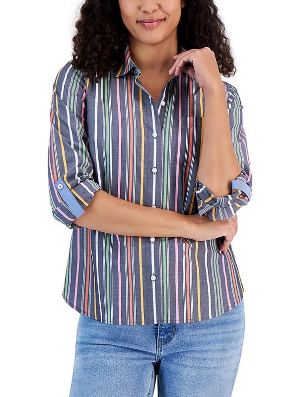 Womens Striped Button-Down Button-Down Top New Season Fashion Preview