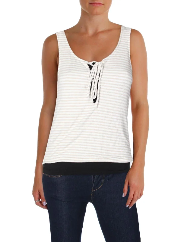 Womens Striped Lace-Up Tank Top The Latest Trends