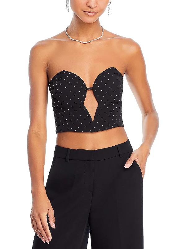 Womens Studded Bustier Strapless Top Seasonal Clearance