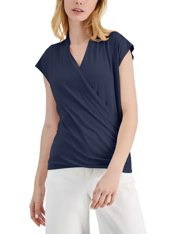 Womens Surplice Cap Sleeve Wrap Top Trend Setting Wardrobe