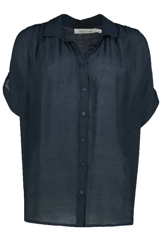 Women's Taylor Button Front Blouse In Marine Navy Hot Deals