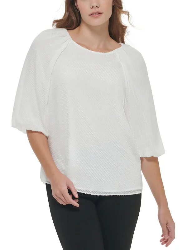 Womens Textured Puff Sleeve Blouse Last Chance Sale