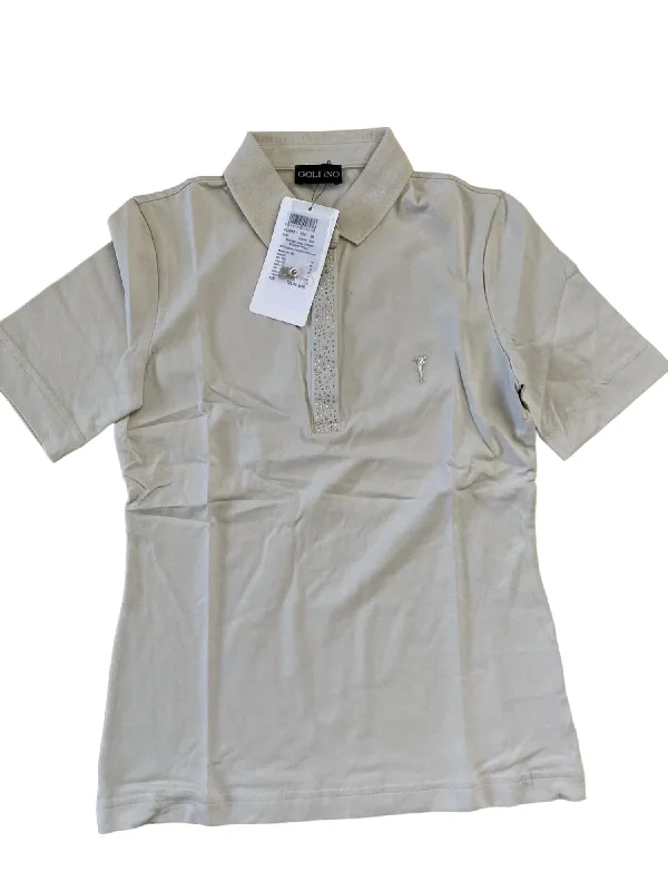 Women's The Melania Short Sleeve Polo In Light Khaki Stylish Looks