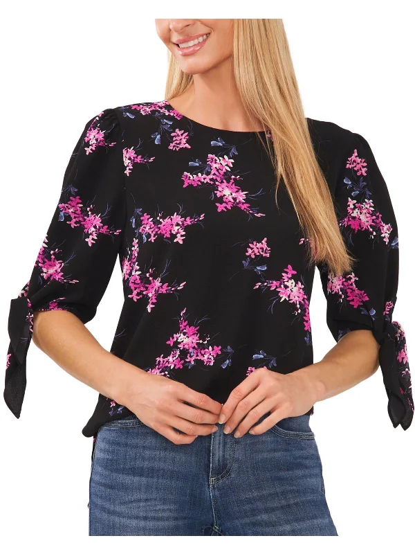 Womens Tie Sleeve Floral Print Blouse Odd Size Clearance Sale