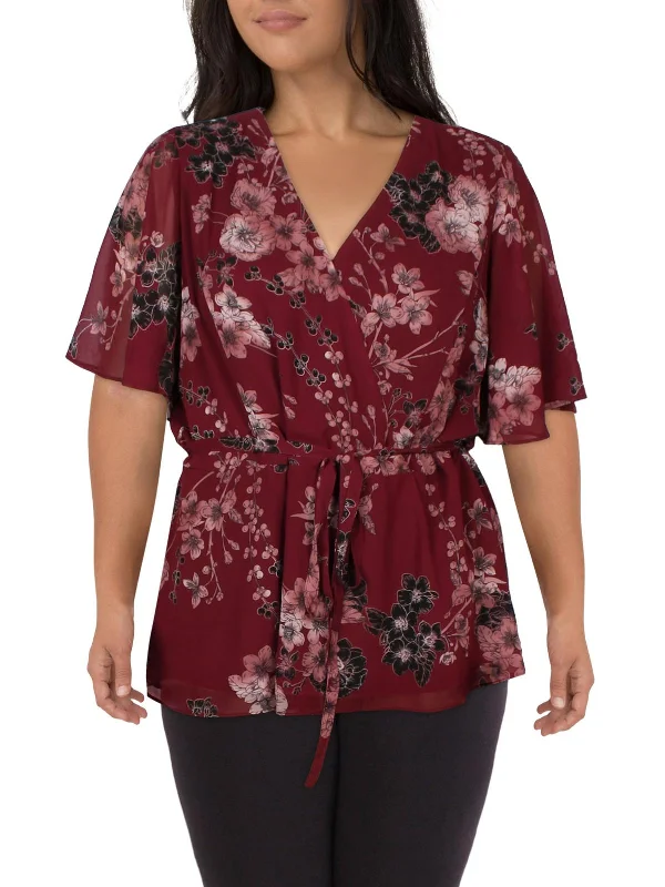 Womens Trendy Blossom Wrap Top Boutique Styles