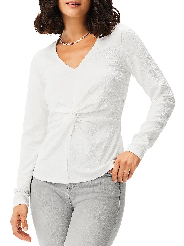 Womens Twist Front Embossed Blouse Popular Collection