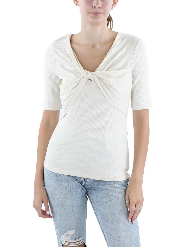 Womens Twist Front Ribbed Pullover Top Trend Setting Wardrobe