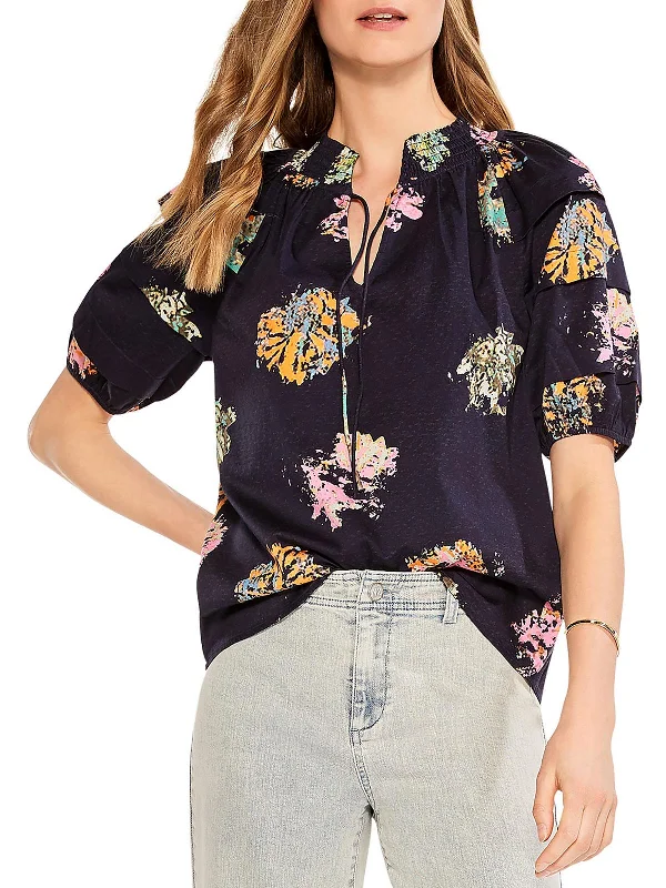 Womens V Neck Gathered Blouse Runway Inspired Wear