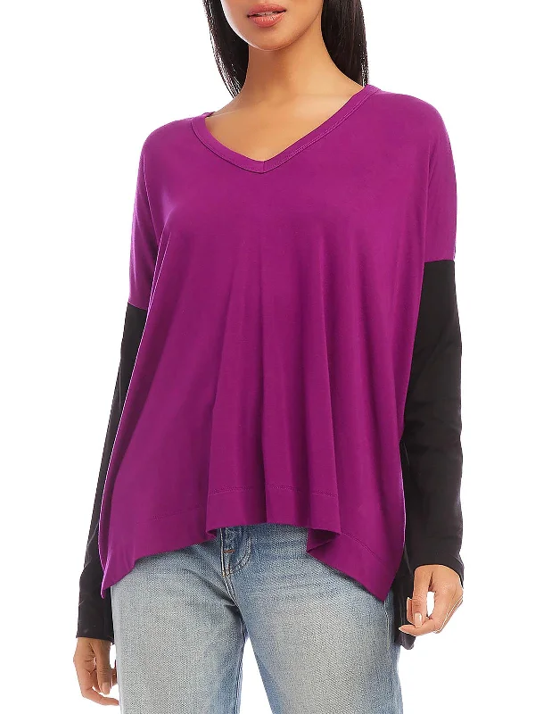 Womens V Neck Long Sleeve Pullover Top Stylish Savings