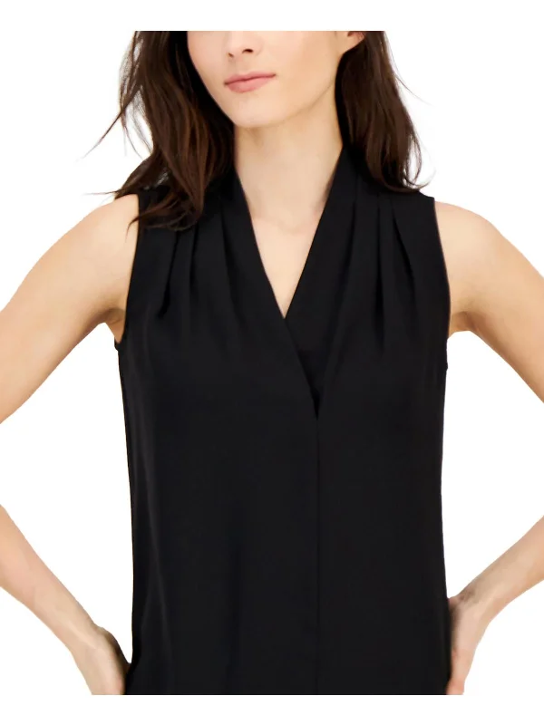 Womens V Neck Pleated Shell Spring Fling Sale