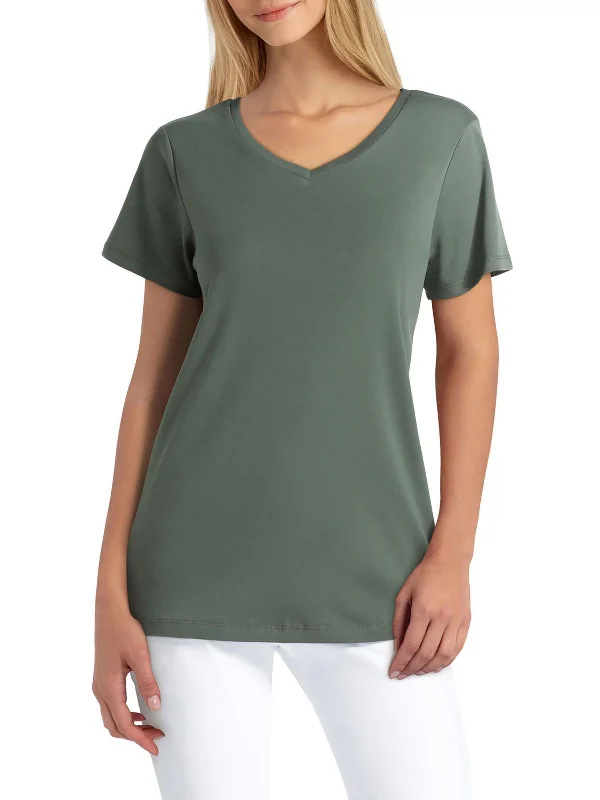 Womens V Neck Short Sleeve Pullover Top Luxury Fashion for Women