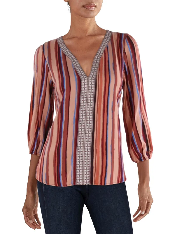 Womens V Neck Striped Peasant Top Huge Savings On Parisian Styles