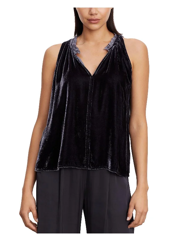 Womens Velvet Sleeveless Shell Modern Women's Fashion