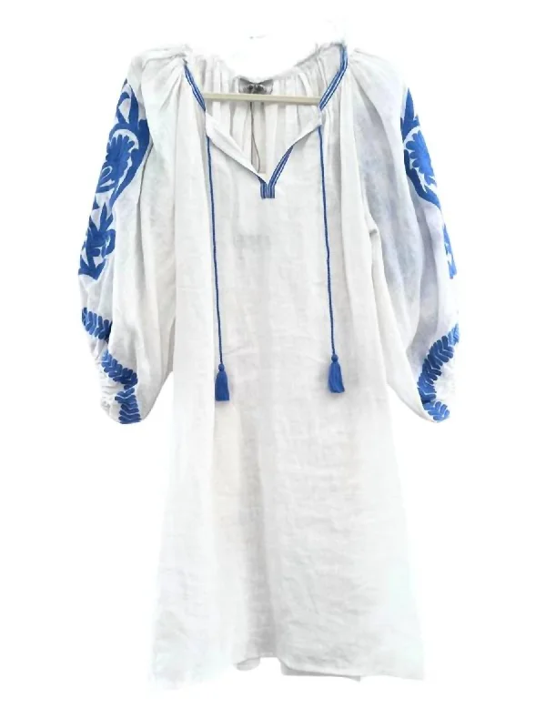 Womens Vita Fleur Puff Tunic Top In Natural Serena Blue The Epitome Of Modern Women's Fashion