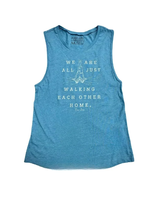 Women's Walking Each Other Muscle Tee In Teal Dreamy Aesthetic