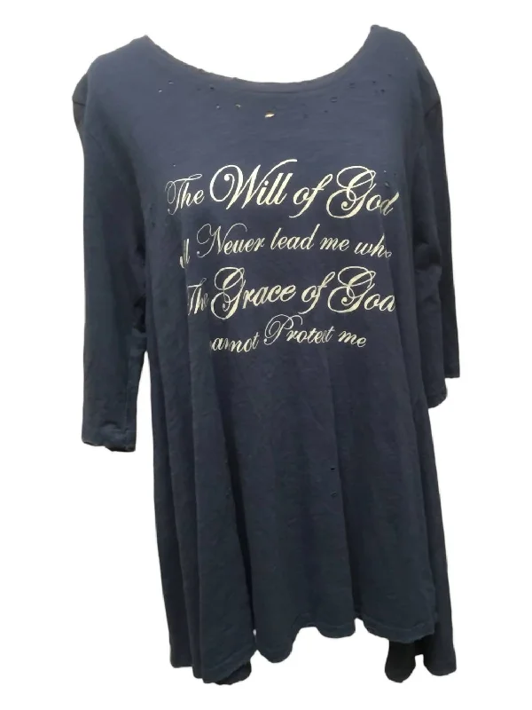 Women's We Are Made Tattered Shirt In Dark Blue Hot Trends