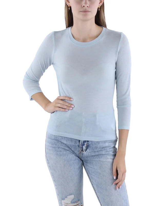 Womens Wool Crewneck Pullover Top Bold Fashion