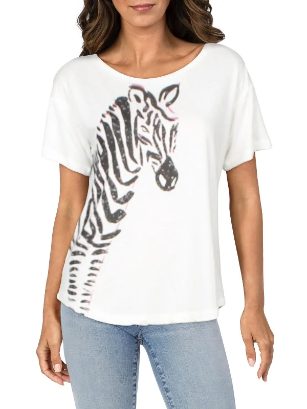 Womens Zebra Scoop Neck T-Shirt Effortless Everyday Wear