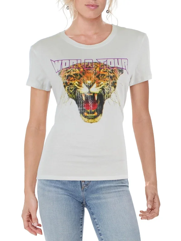 World Tour Womens Cotton Printed Graphic T-Shirt Score Big On Glamorous Red - Carpet Styles