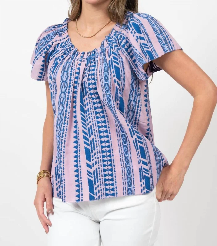 Woven Stitch Neck Top In Lilac Must-Have Styles