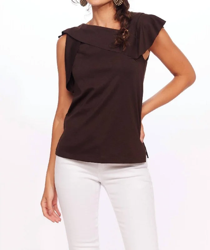 Xena Top In Brown Feminine Elegant