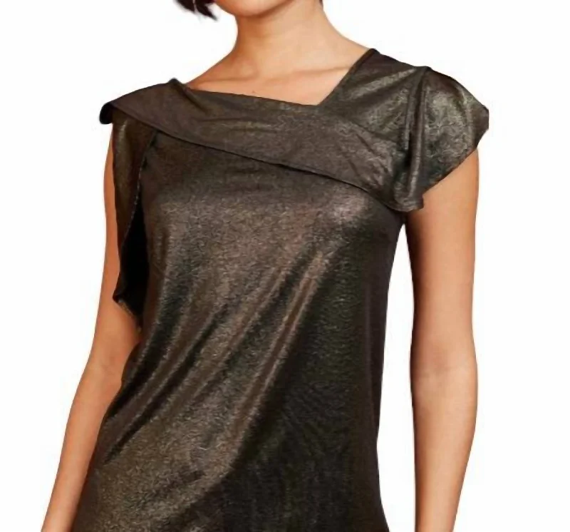 Xena Top In Liquid Gold Elegant Attire