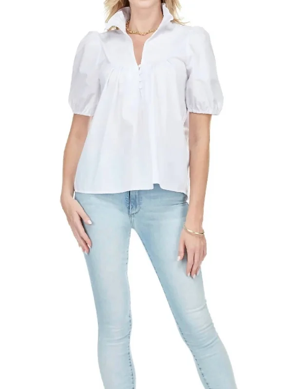 Yoke Button Top In Wht Trendy Street Style Attire