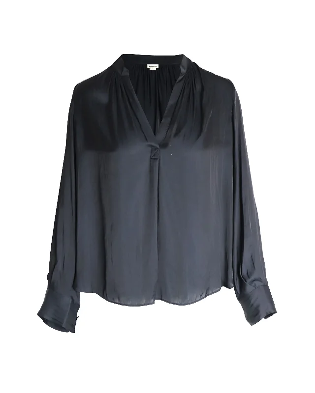 Zadig & Voltaire Satin-finish V-neck Blouse in Black Polyester New In This Season