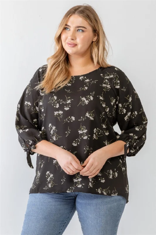 Zenobia Plus Size Floral Round Neck Blouse Big Savings On Rustic Countryside Styles