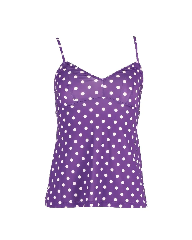 Zimmermann Polka Dot Tank Top in Purple Silk Graceful Movement