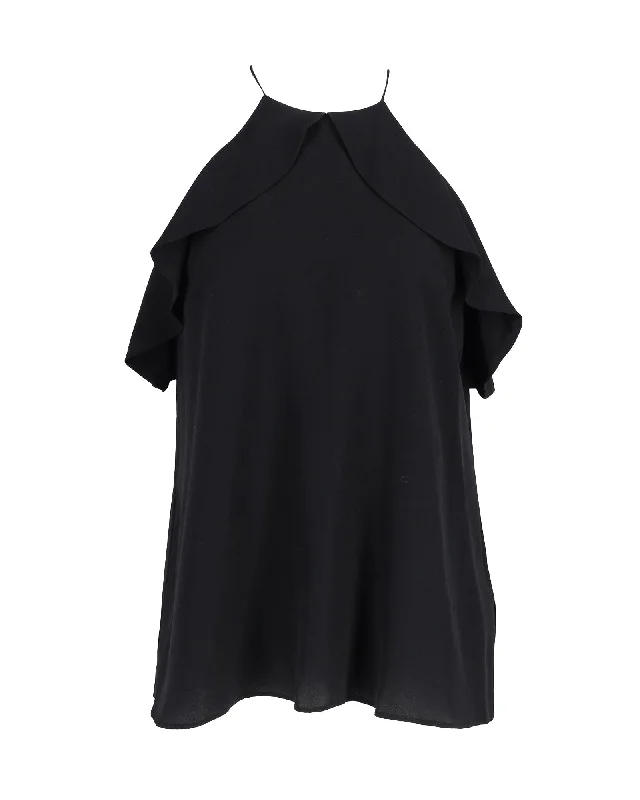 Zimmermann Ruffled Blouse in Black Silk Soft Textures