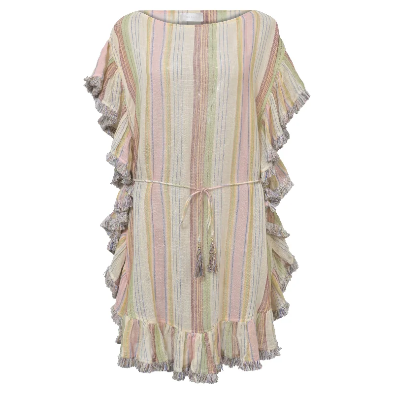 Zimmermann Striped Belted Mini Dress in Multicolor Cotton Fashion Forward Outfits