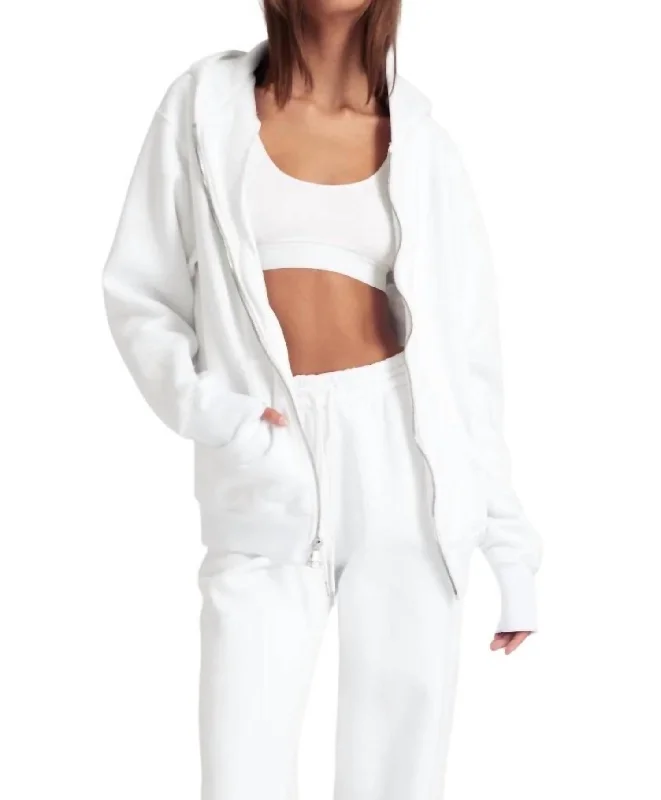 Zip Up Hoodie In White Budget-Friendly Fashion