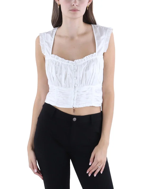 Zoe Womens Corset Button-Down Cropped Exclusive Discount