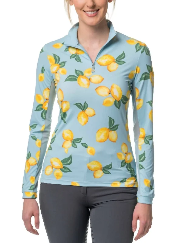 1/4 Zip Long Sleeve Sun Shirt In Capri Lemon Classic Women's Fashion