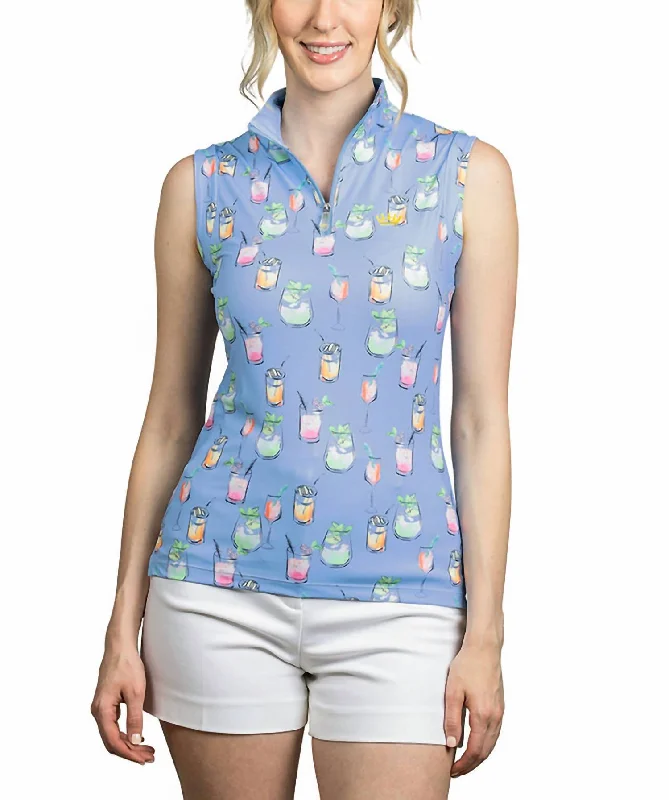 1/4 Zip Sleeveless Sun Shirt In Light Blue Cocktail Trendsetting Threads