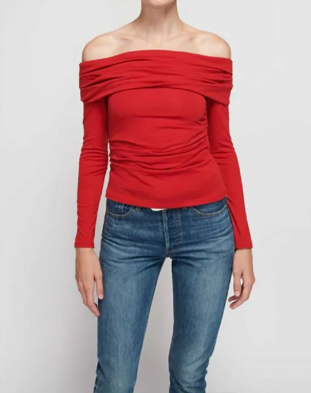 Abana Draped Off The Shoulder Top In Heartbeat Trendy Urban Attire