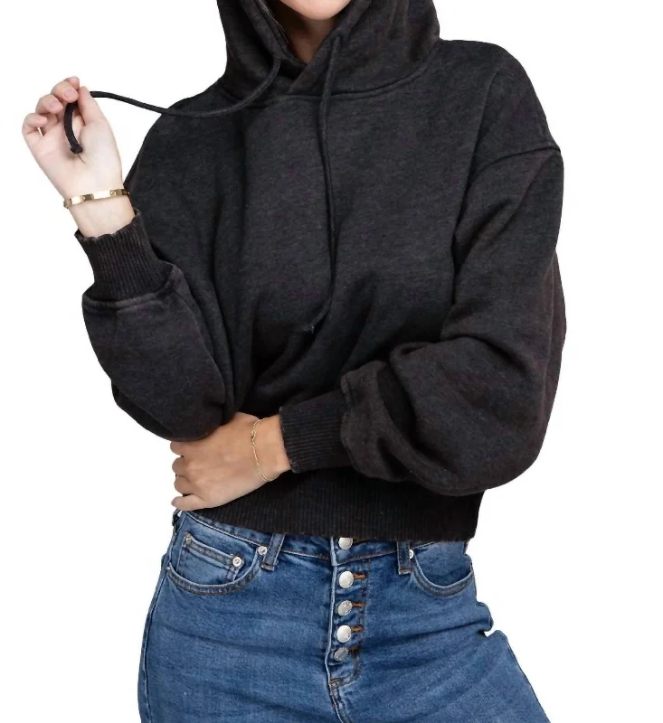 Acid Wash Fleece Hoodie In Ash Black Budget Friendly Fashion