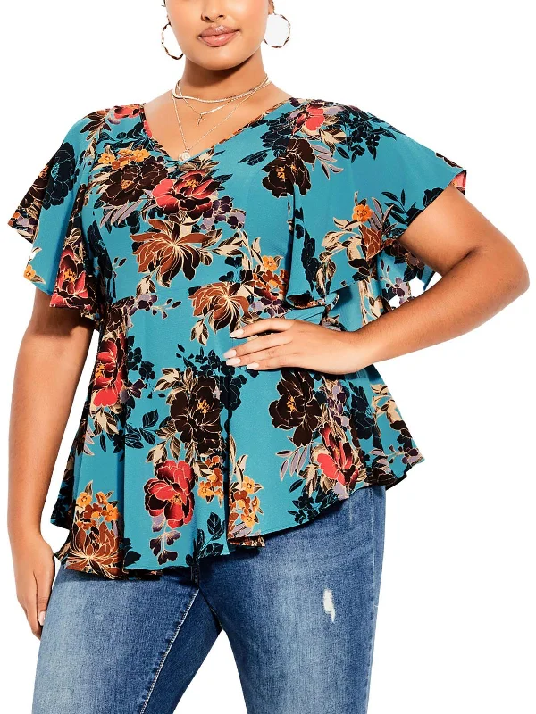 Adrianna Womens Floral Print Textured Blouse Discover Promotions