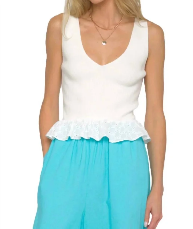 Agnes Ruffle Tank In White Statement Piece