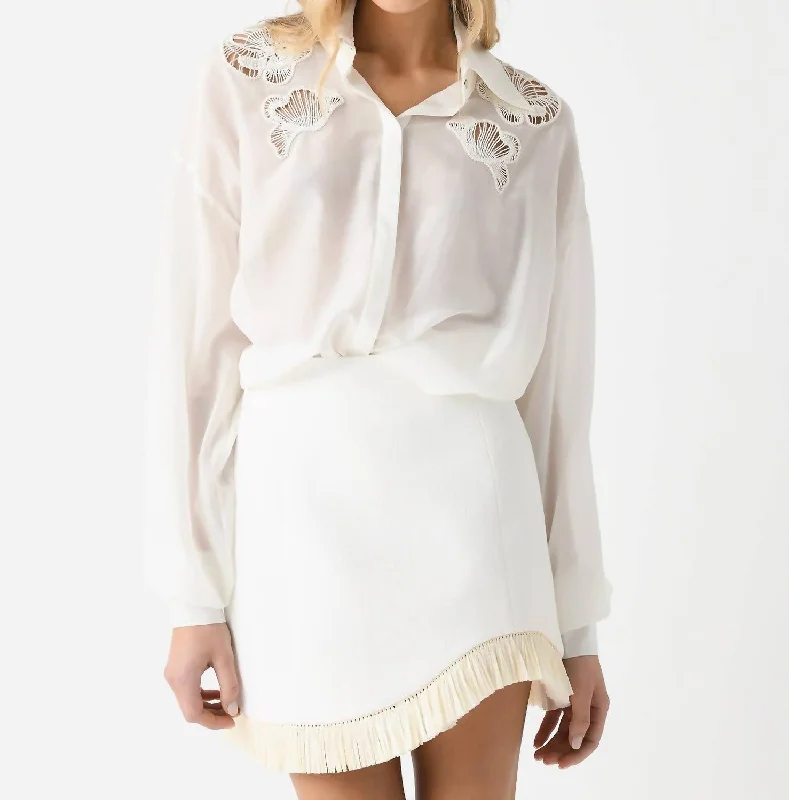 Ainsley Embroidered Shirt In Off White Flash Sale